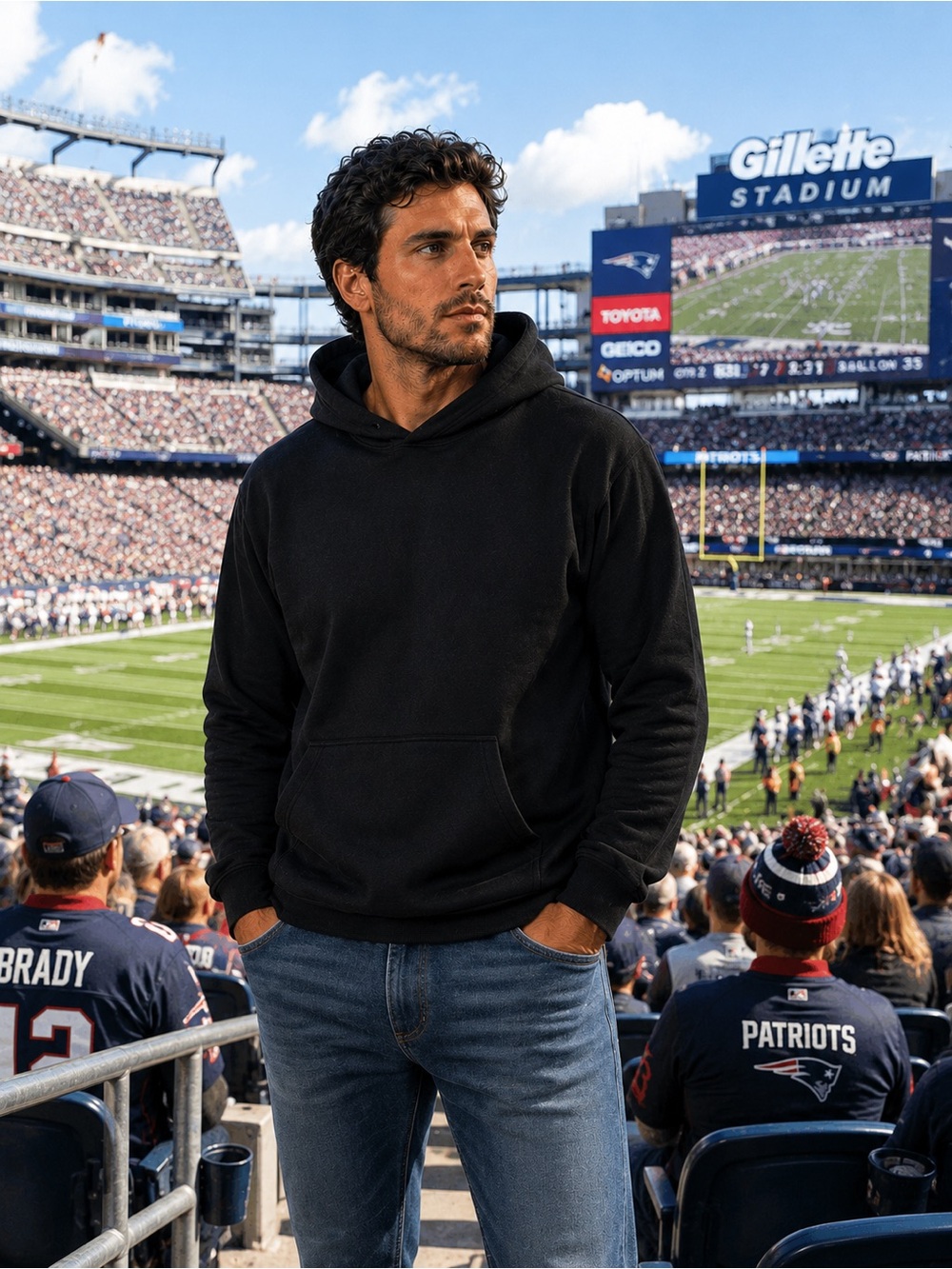 NWOT Brady by Tom Brady Navy Cotton Flex Hoodie Mens Sz  Sz L